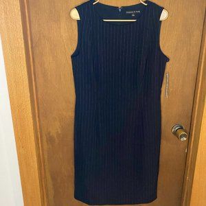 Never-worn, Navy pinstripe, sleeveless sheath dress size 8 (Preston & York)